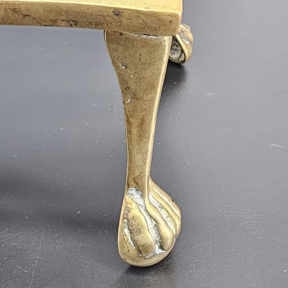 19th Century Victorian trivet, brass, bronze, galeon ship design, claw foot legs